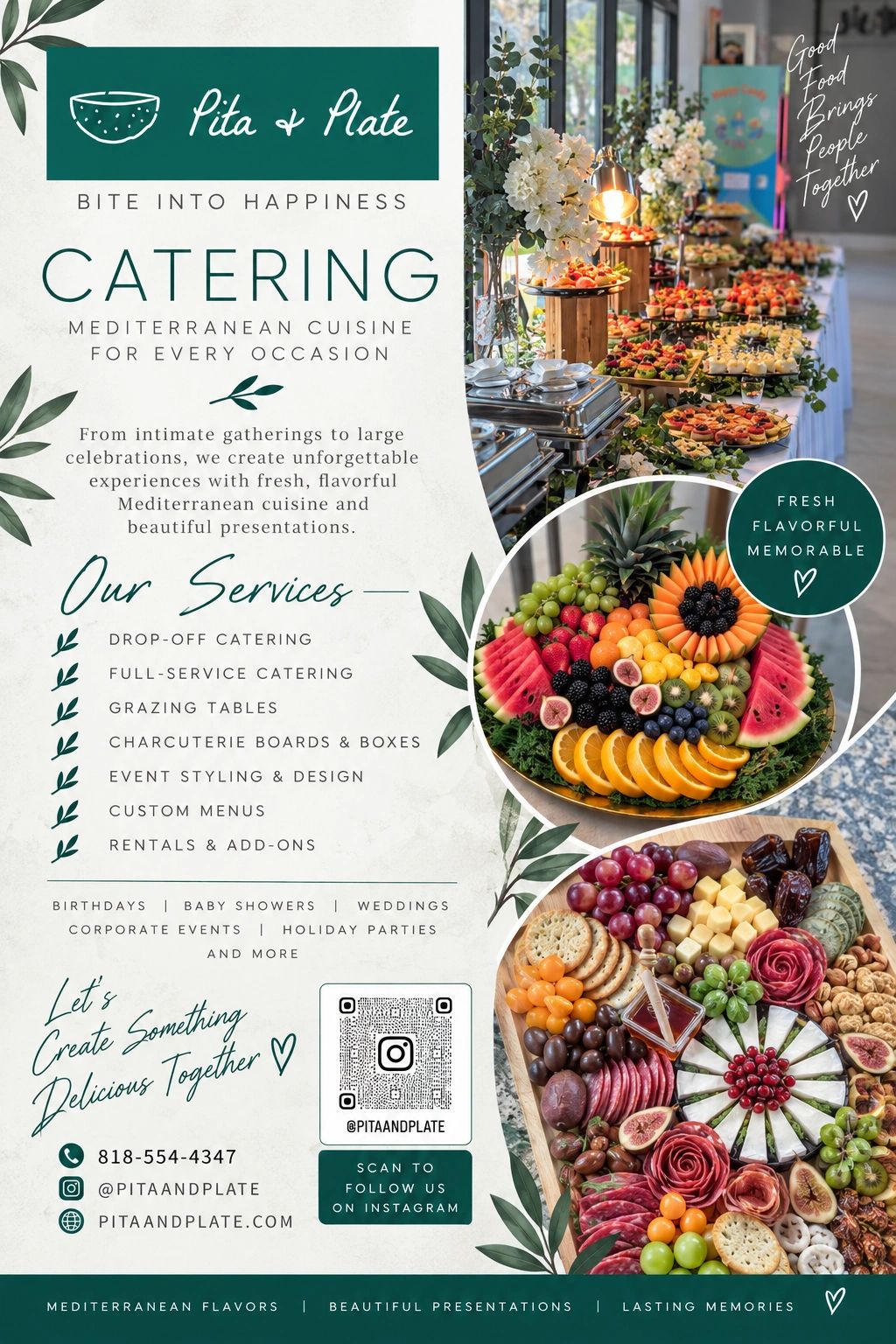 Elegant Mediterranean cuisine catering with fresh, flavorful dishes.
