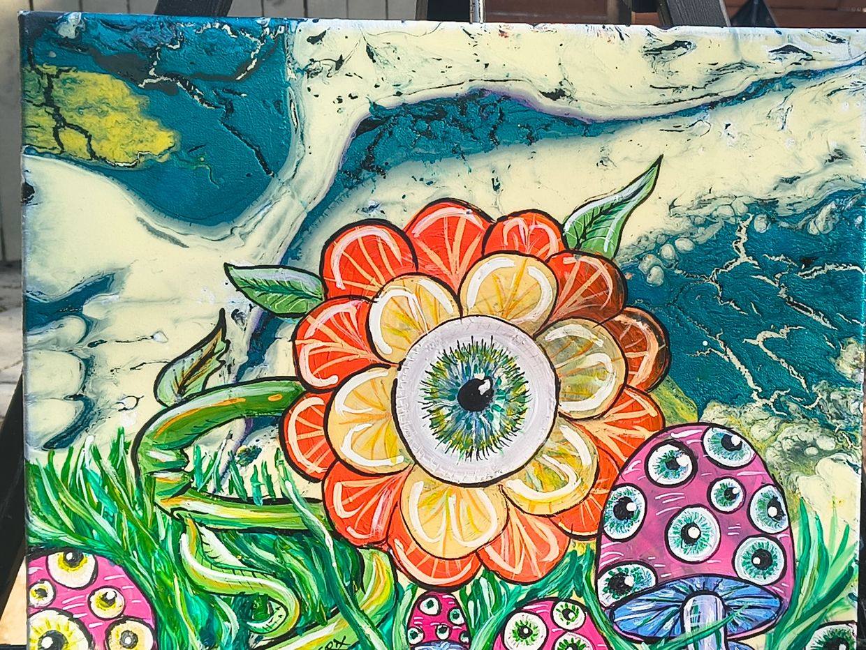From the series "Isa' Garden Of  Ism's"   
Mixed media on canvas (oil, acrylic, marker, epoxy resin)