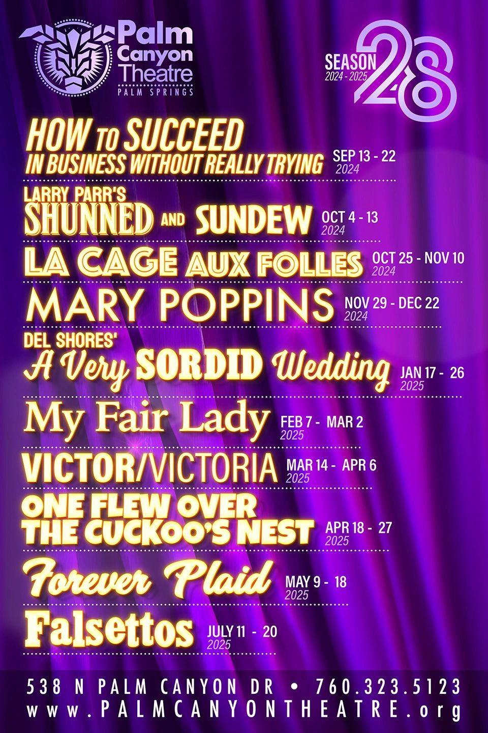 Palm Springs Theatre Calendar 2025 Dates