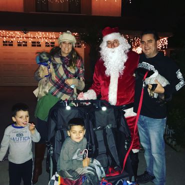 Santa on Christmas Card Lane. Christmas lights in San Diego. 