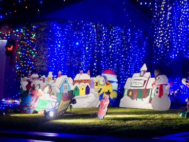 Christmas village on Christmas Card Lane. Christmas lights in San Diego. 