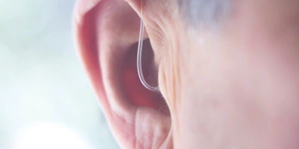 Ear with a hearing aid fitted