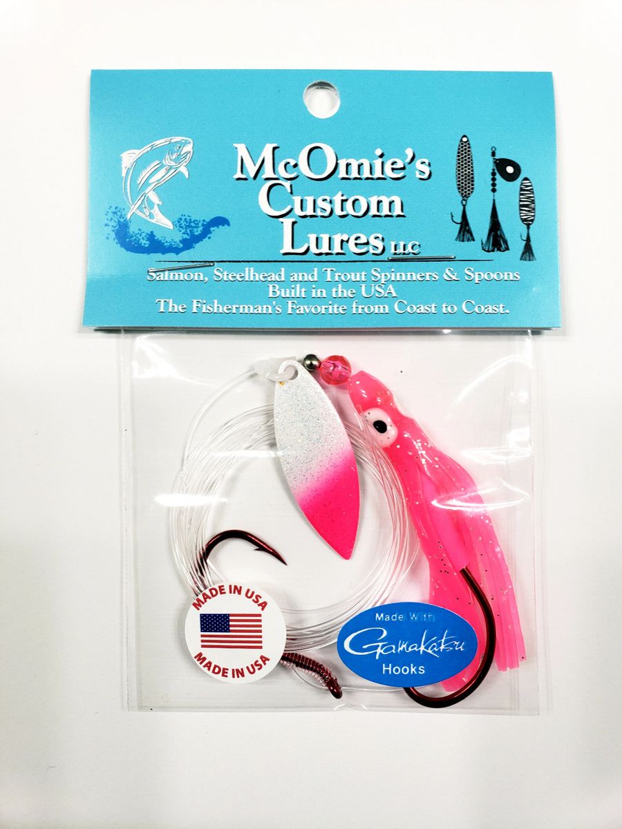 1704-3500 McOmie's 4/0, 5/0 Double Hook Salmon Rig Pink/Pearl