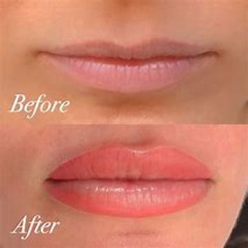 Lip blushing before and after natural