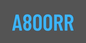 Blue text 'A800RR' on a dark gray background.