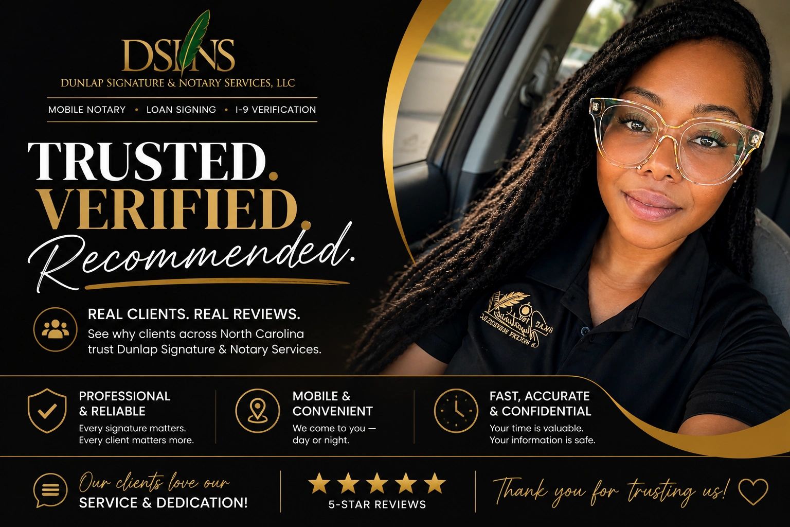 Professional notary services with trusted, verified, and recommended mobile signing across North Carolina.