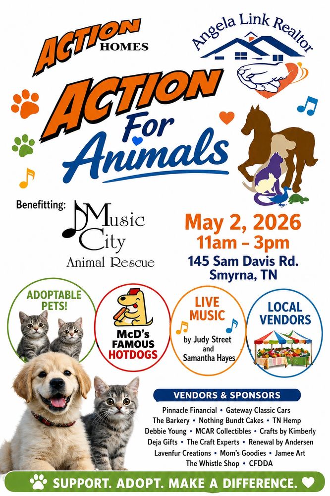 Fundraiser hosted by Angela Link at Action Homes supporting Music City Animal Rescue.