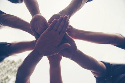 Group of hands together. 