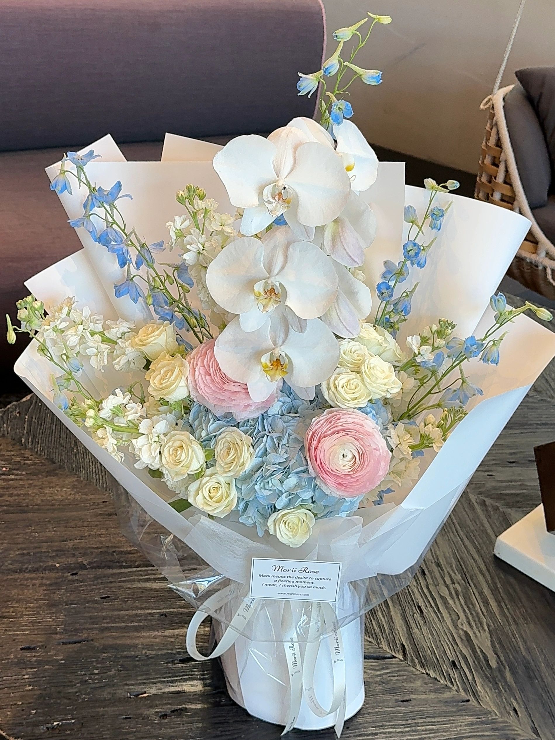 Ranunculus & Phalaenopsis Orchid Mixed Bouquet