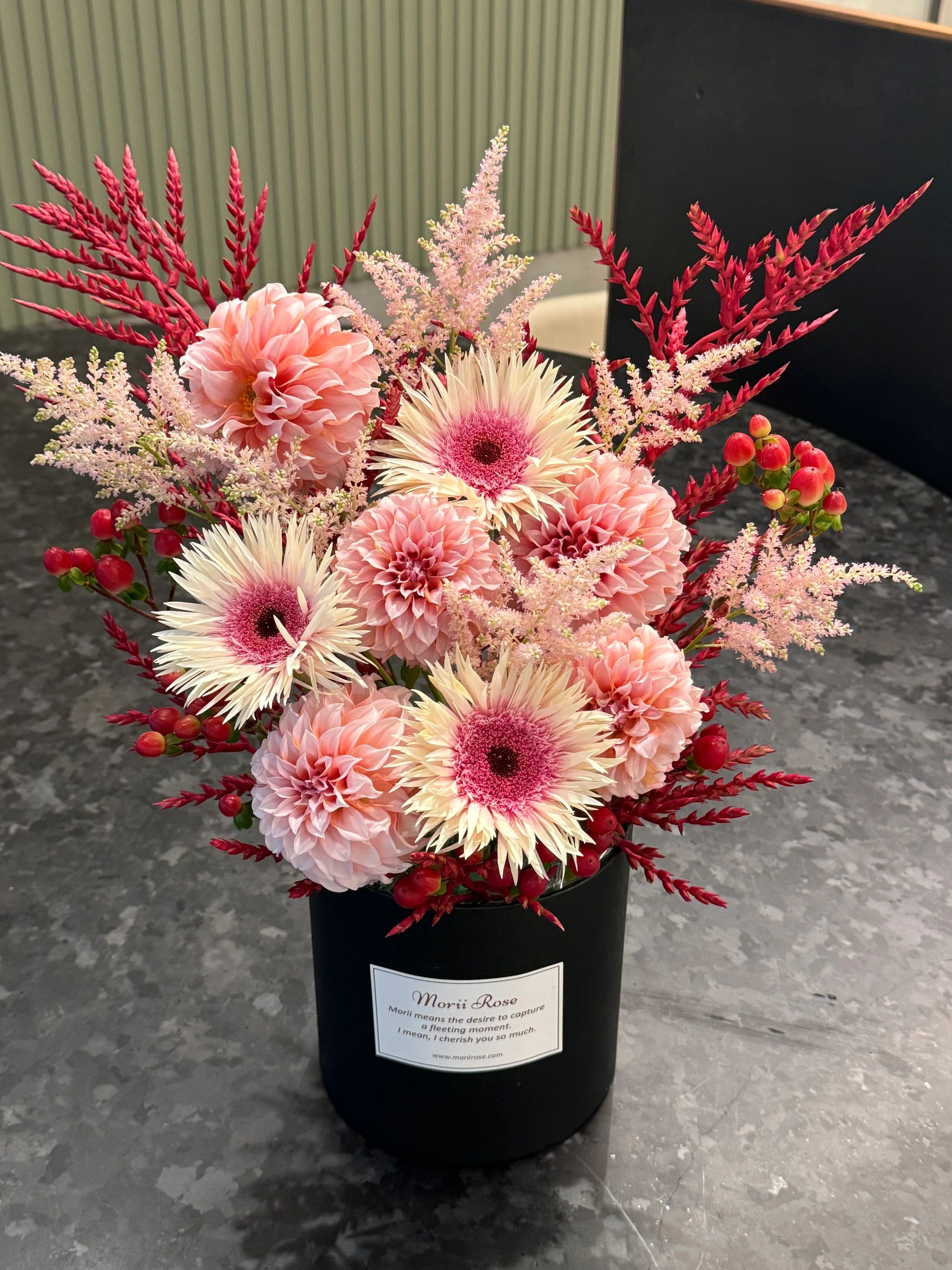 Pink Dahlia &Gerbera Hug Bucket