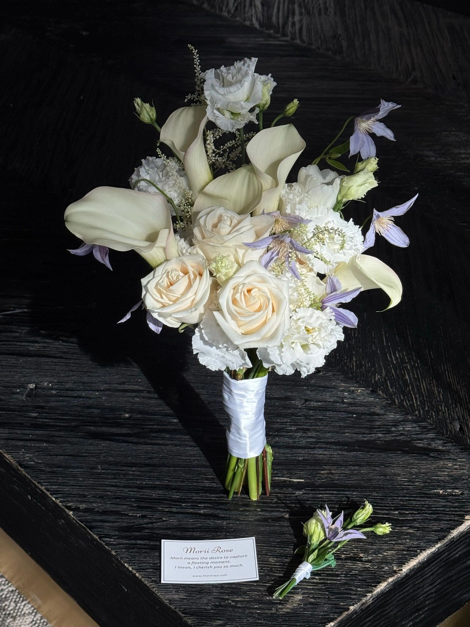 Clematis and Calla Lily Hand-tied Bouquet