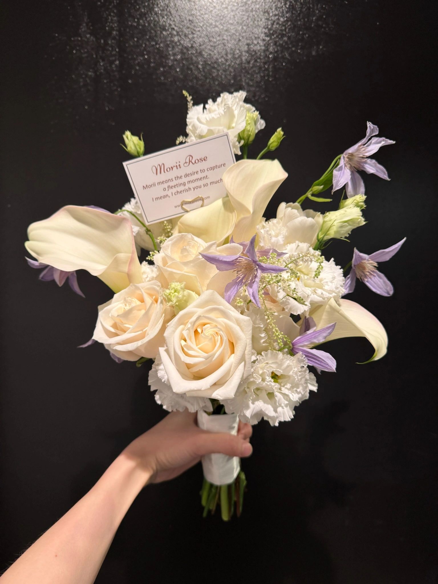 Clematis and Calla Lily Hand-tied Bouquet