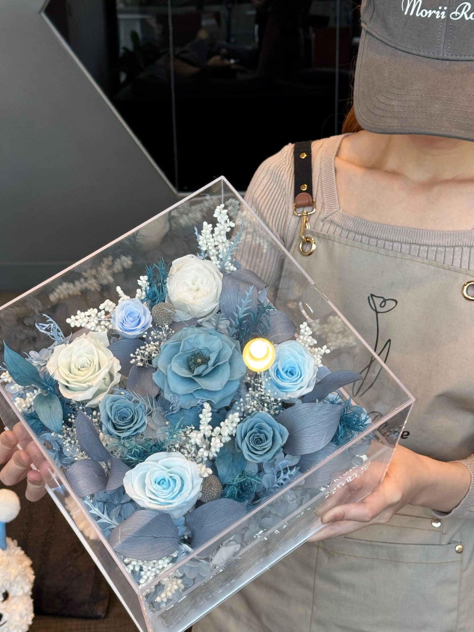 Baby Blue Preserved Flower Box