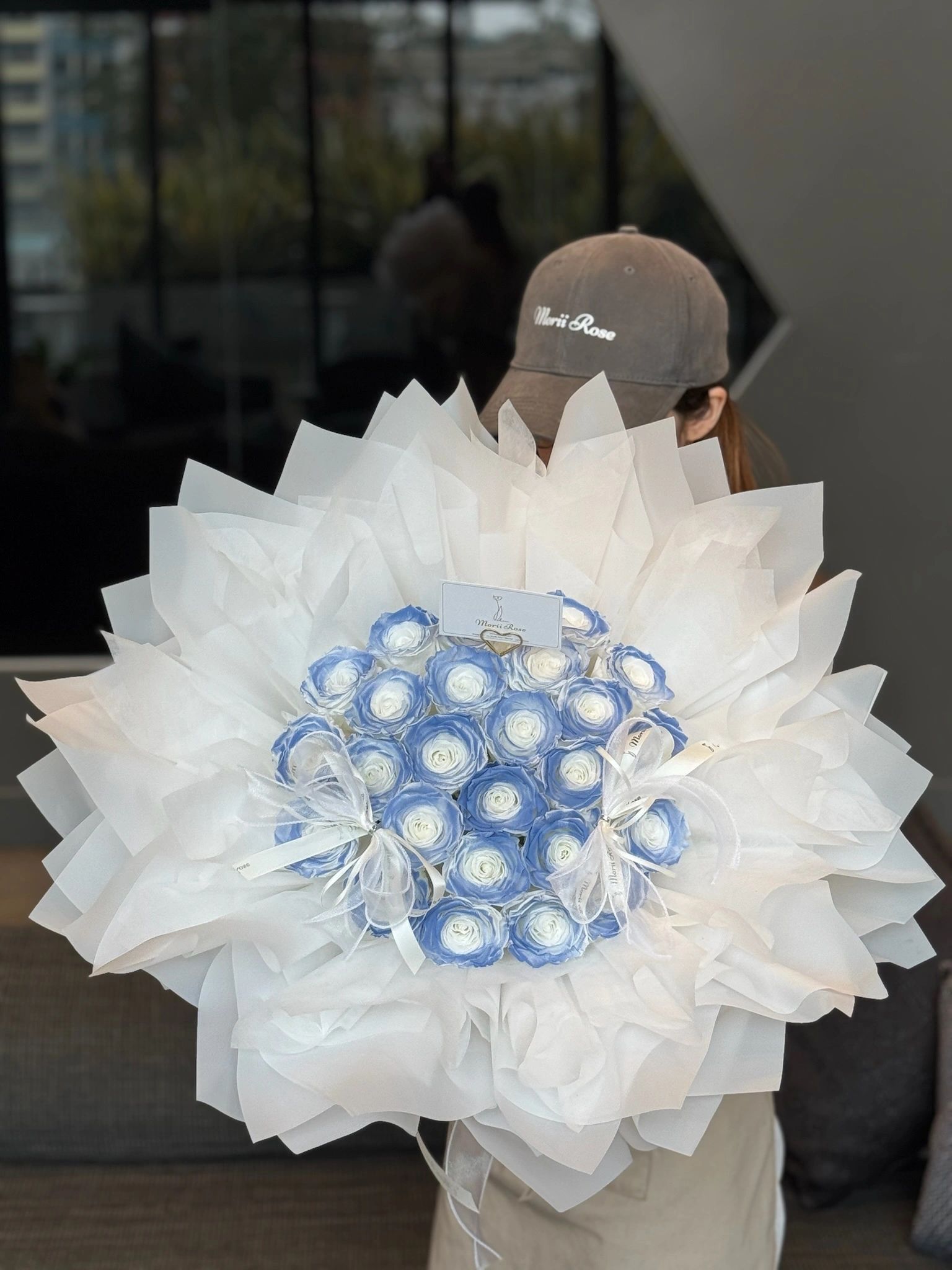 25 Frosted Ice Blue Eternal Roses