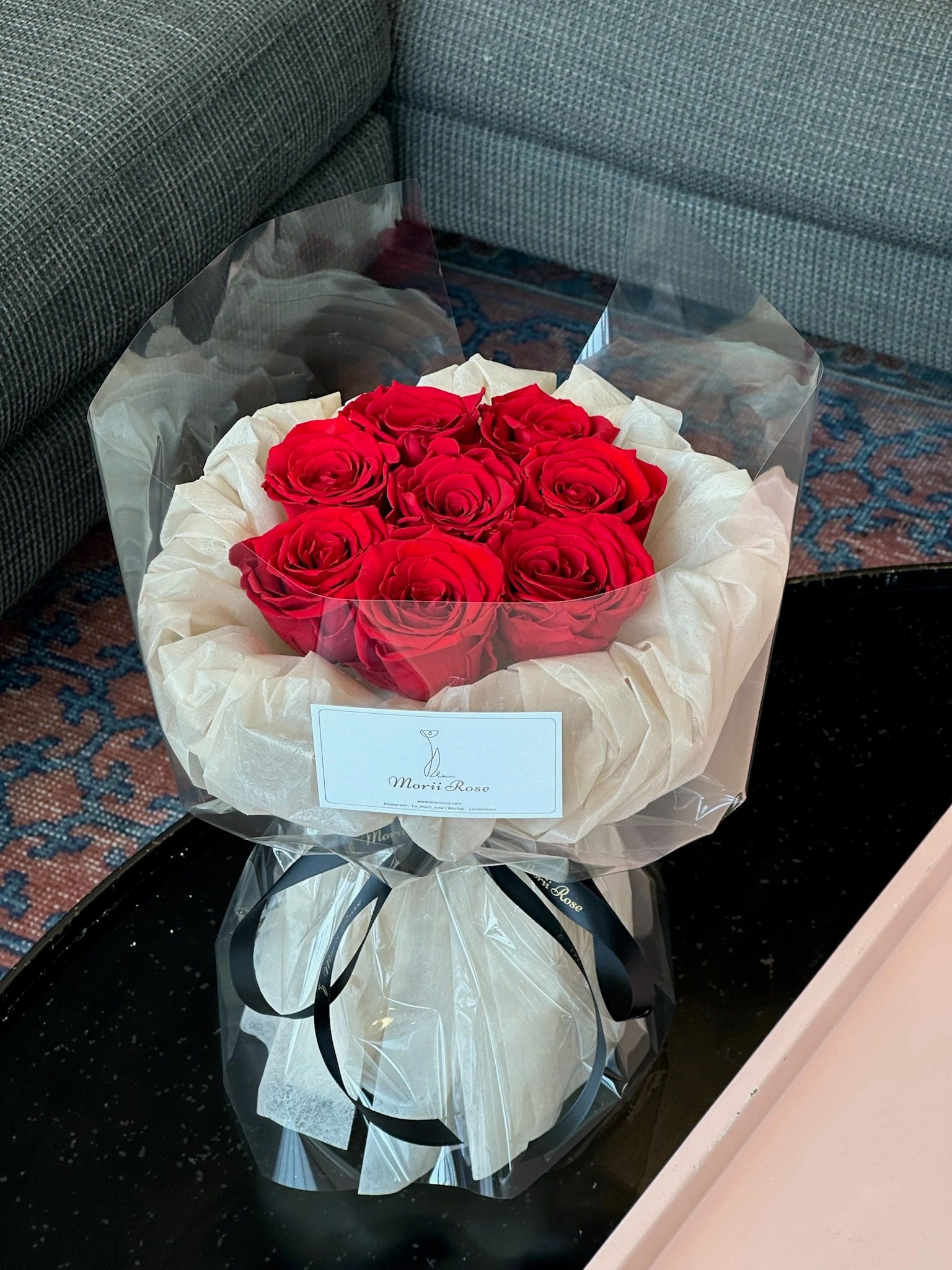8 Eternal Red Roses-Beige