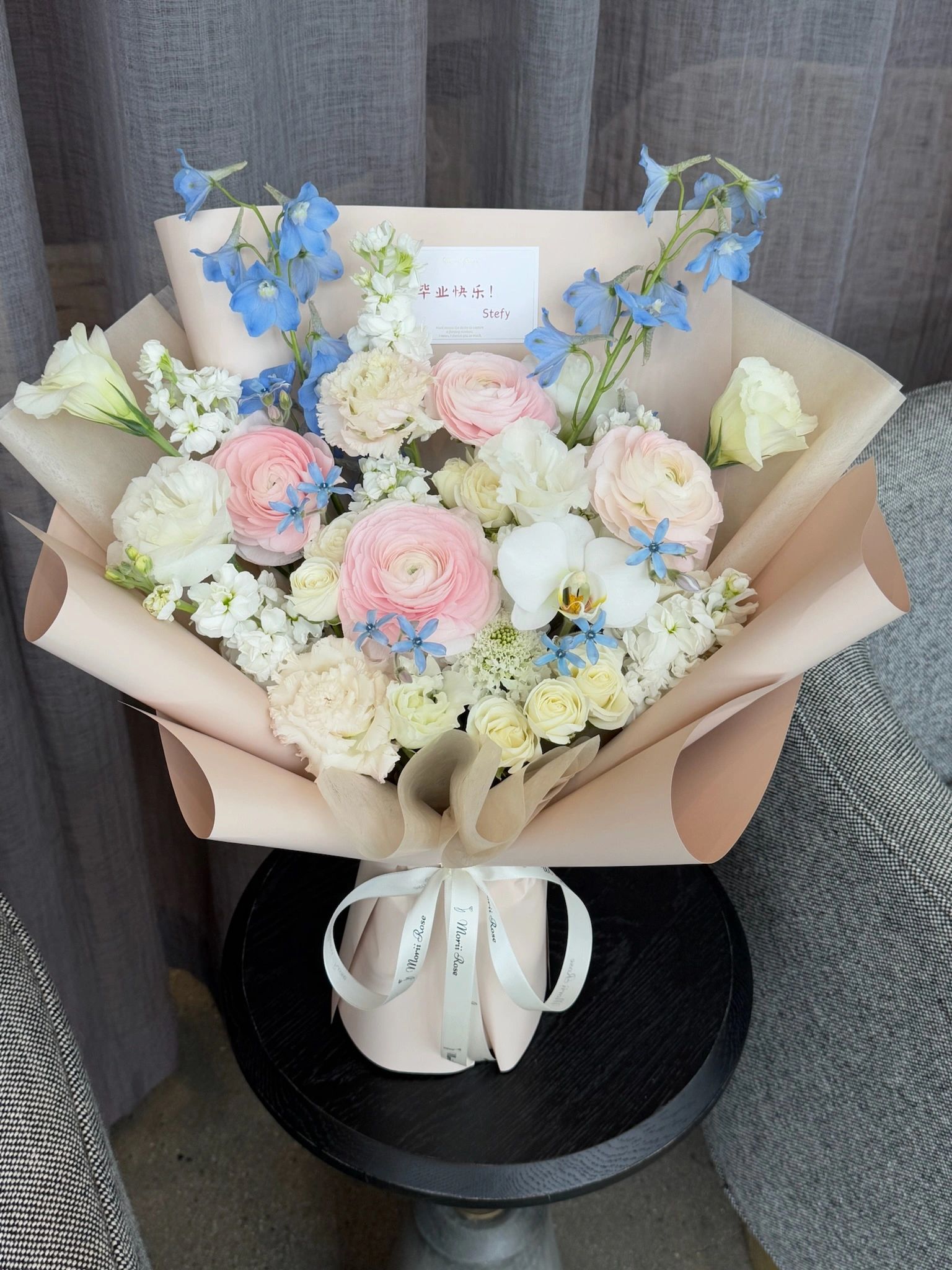 Ranunculu Pink and Blue Bouquet