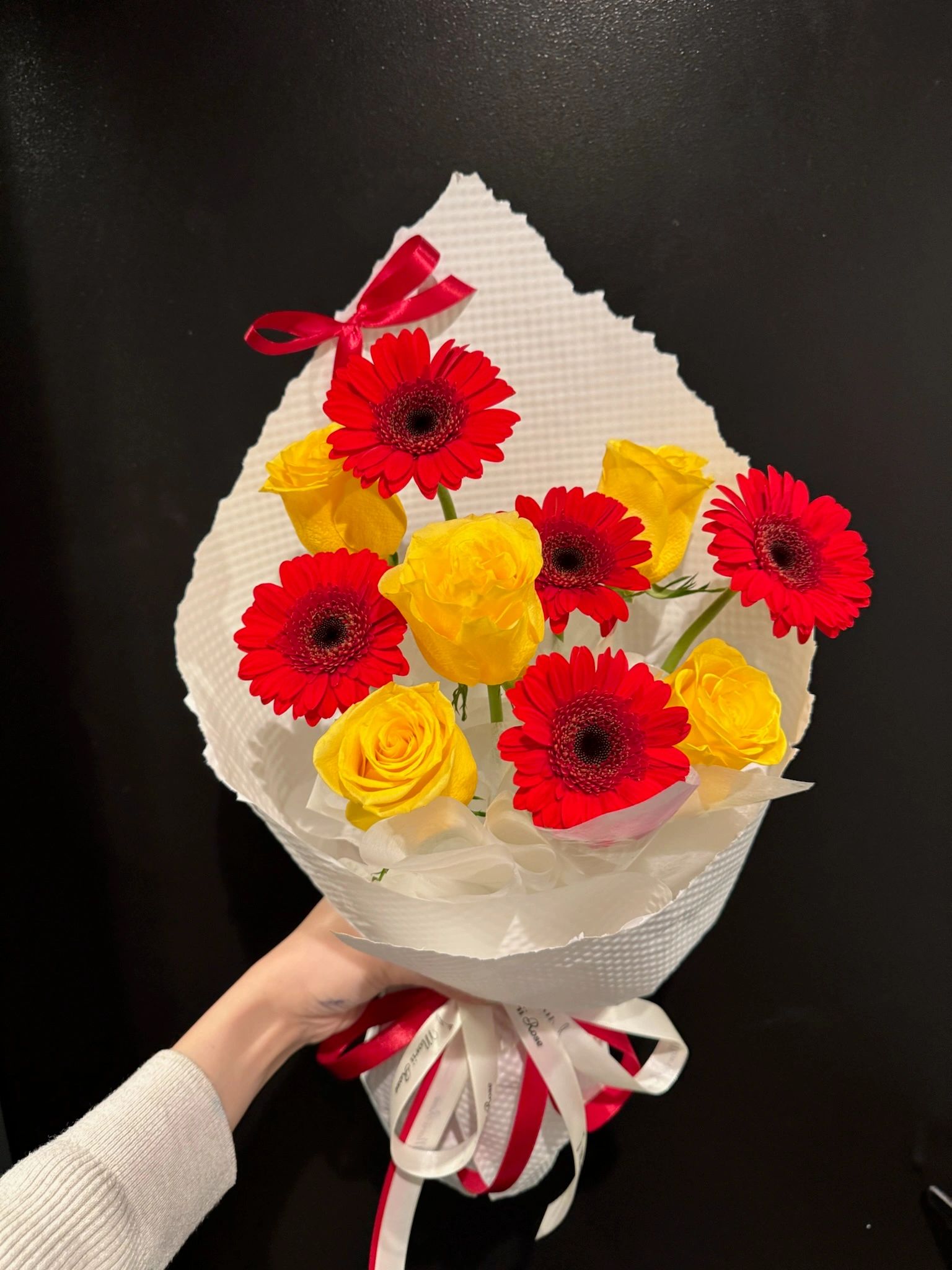 Yellow Rose &Red Gerbera Daisy