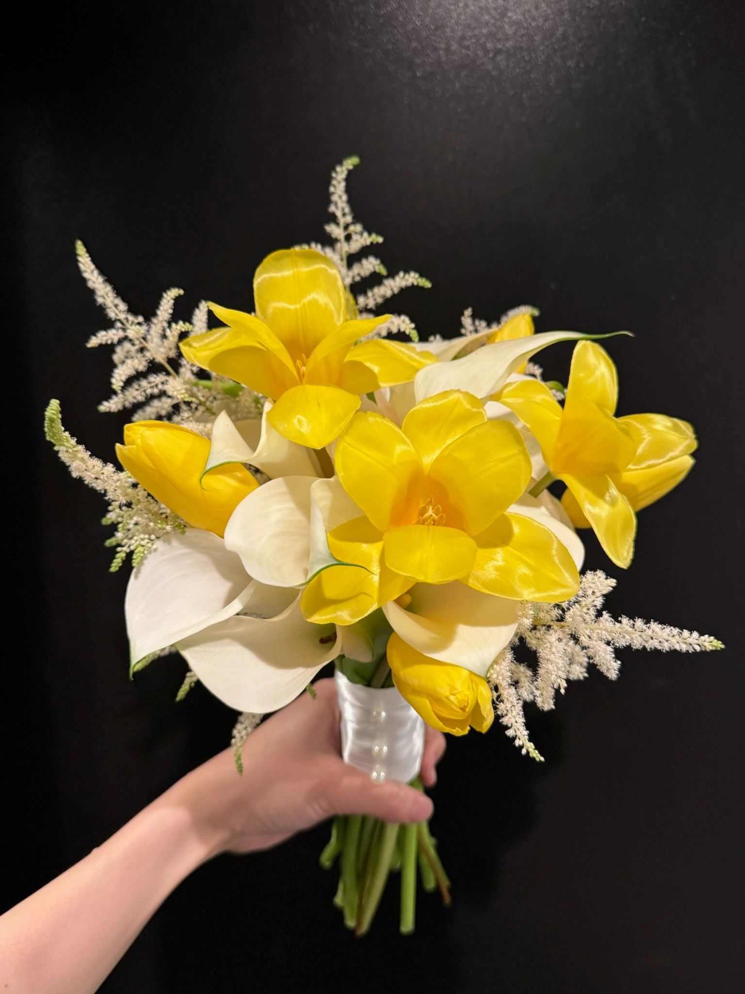 Yellow Tulip, Calla Lily & Astilbe