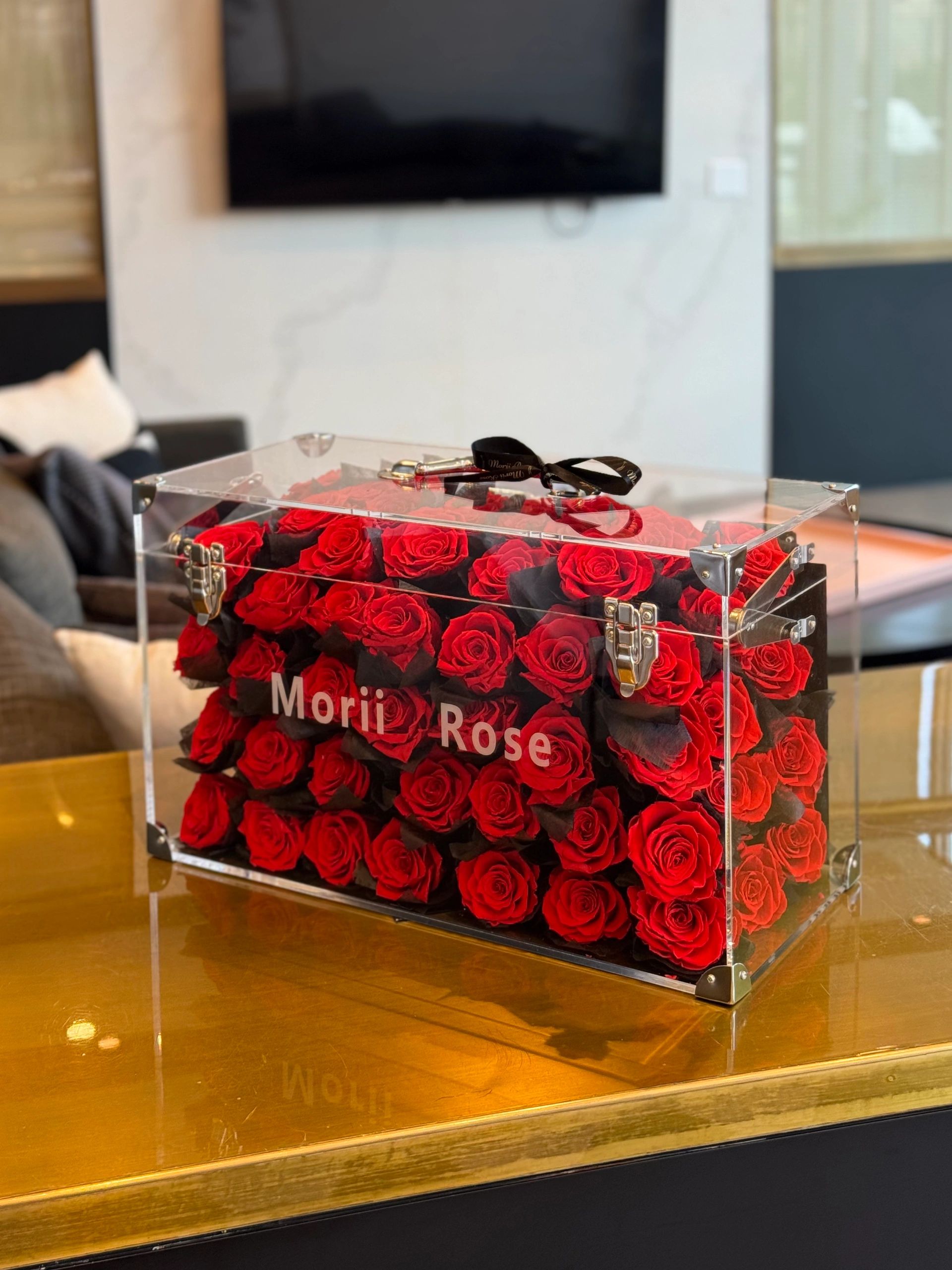 Preserved Red Rose Luggage Gift Box