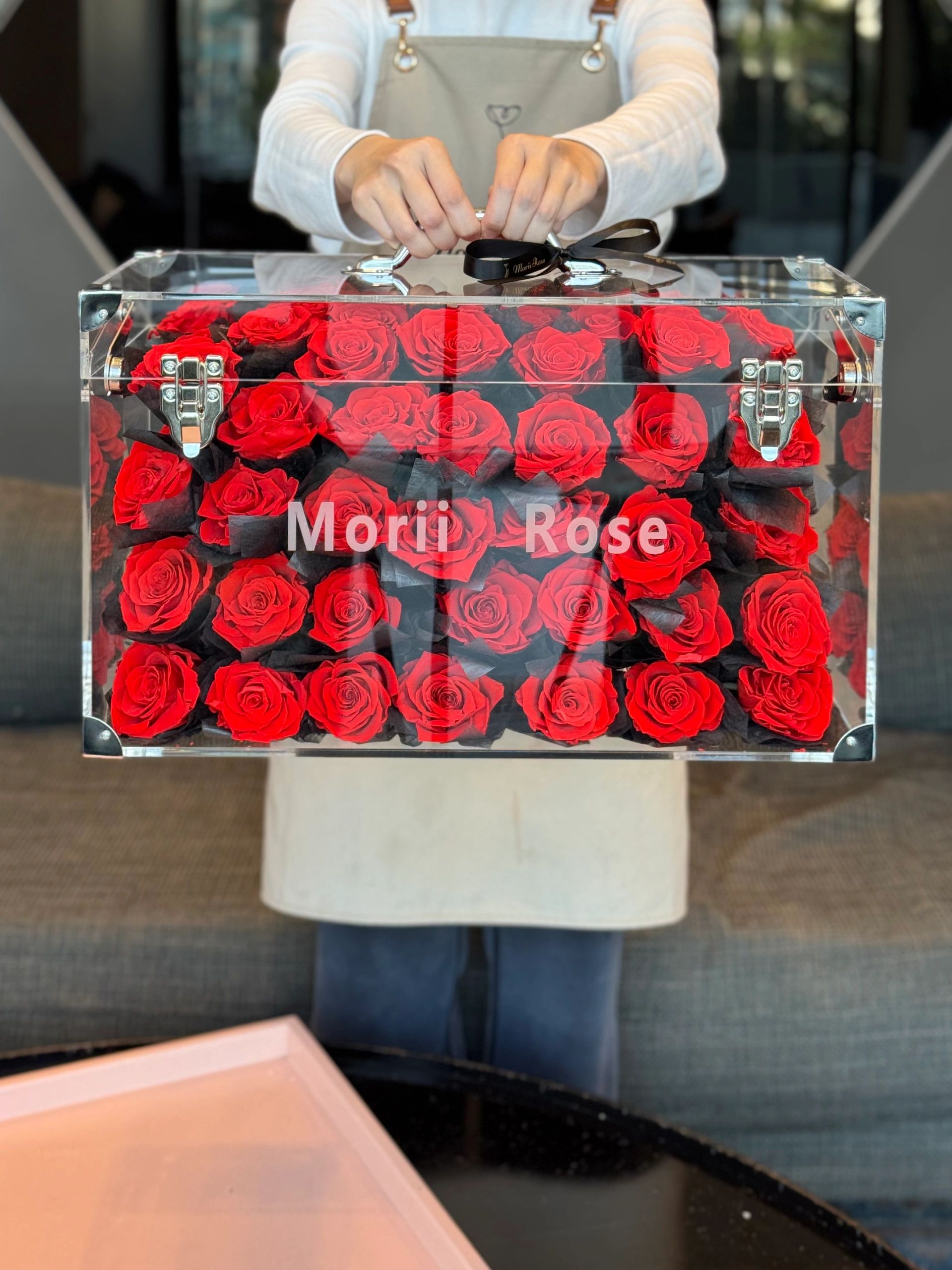 Preserved Red Rose Luggage Gift Box