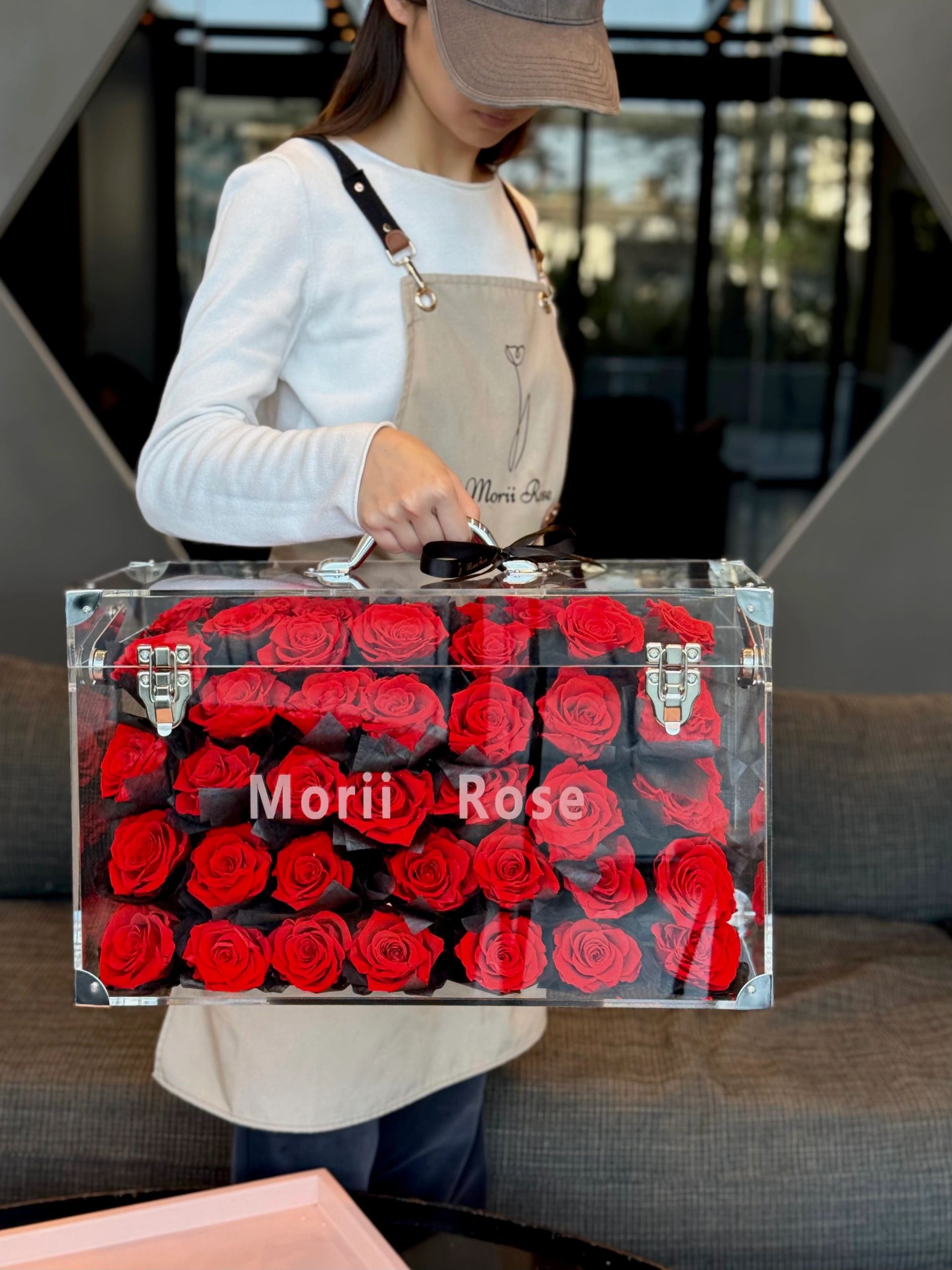 Preserved Red Rose Luggage Gift Box