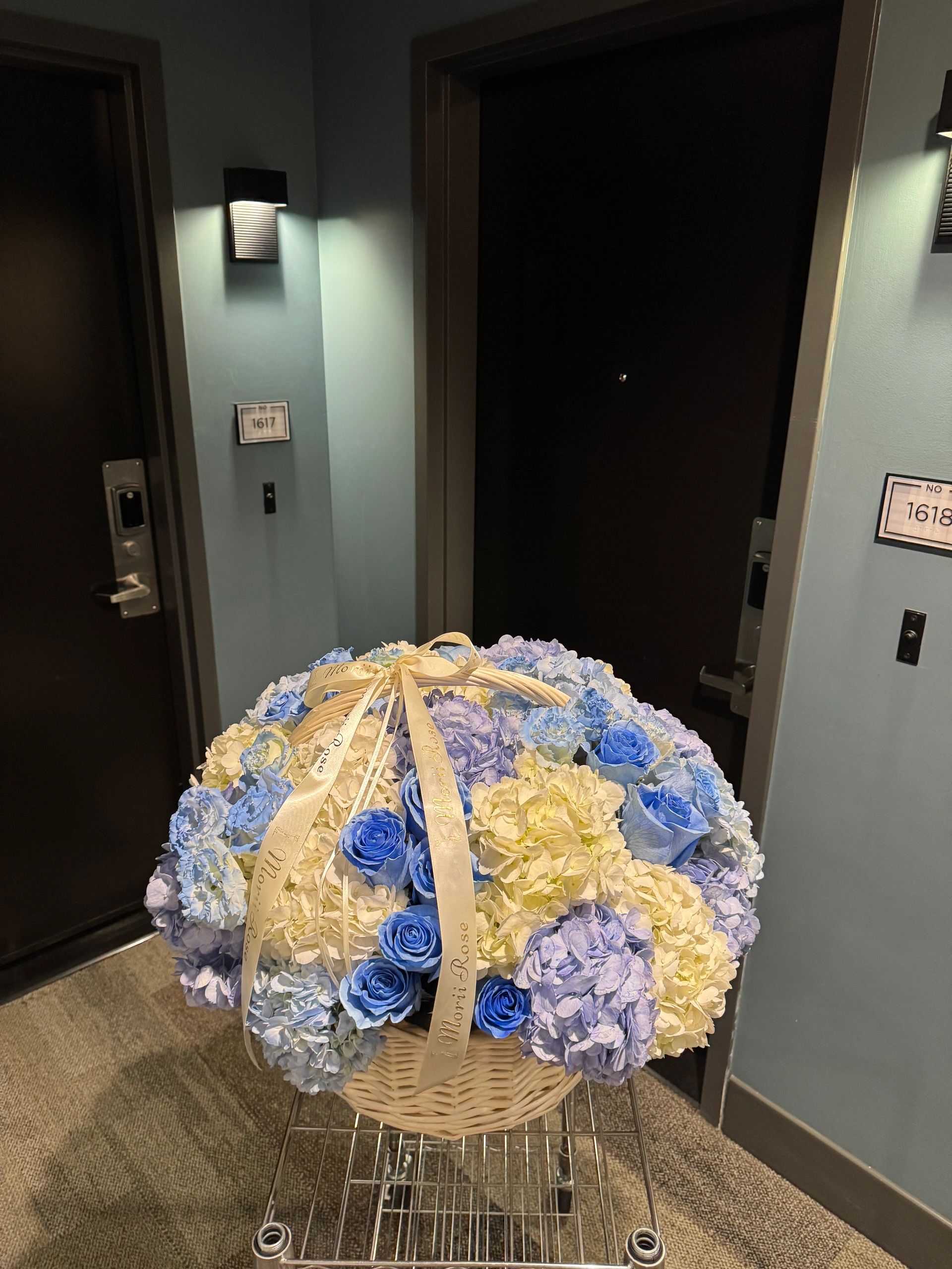 Ecuadorian Blue Rose Hydrangea Basket