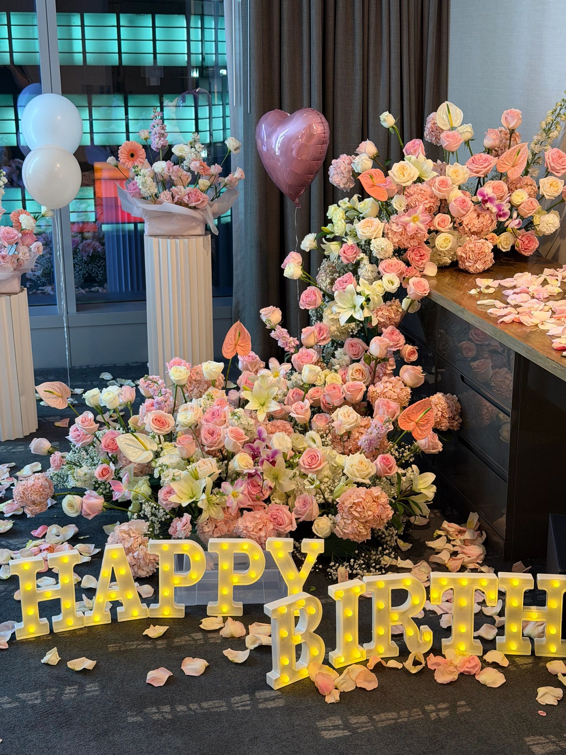 Pink & White Butterfly Themed Birthday & Proposal Setup