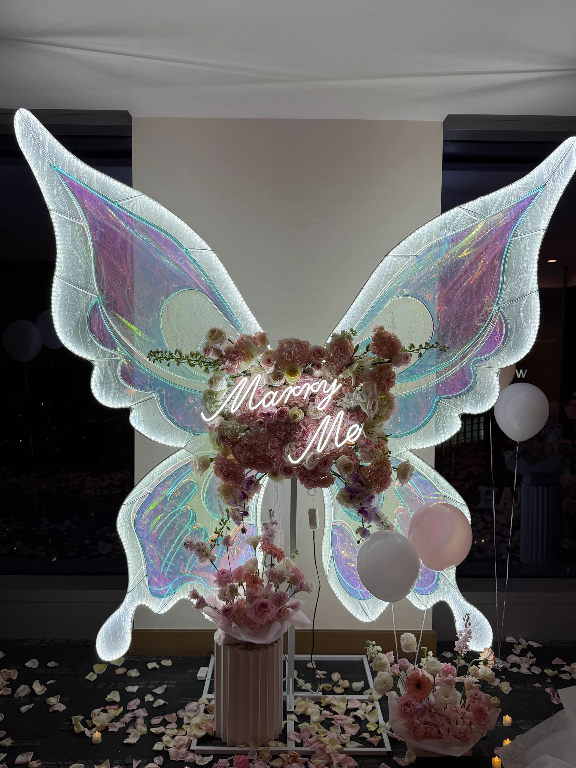 Pink & White Butterfly Themed Birthday & Proposal Setup