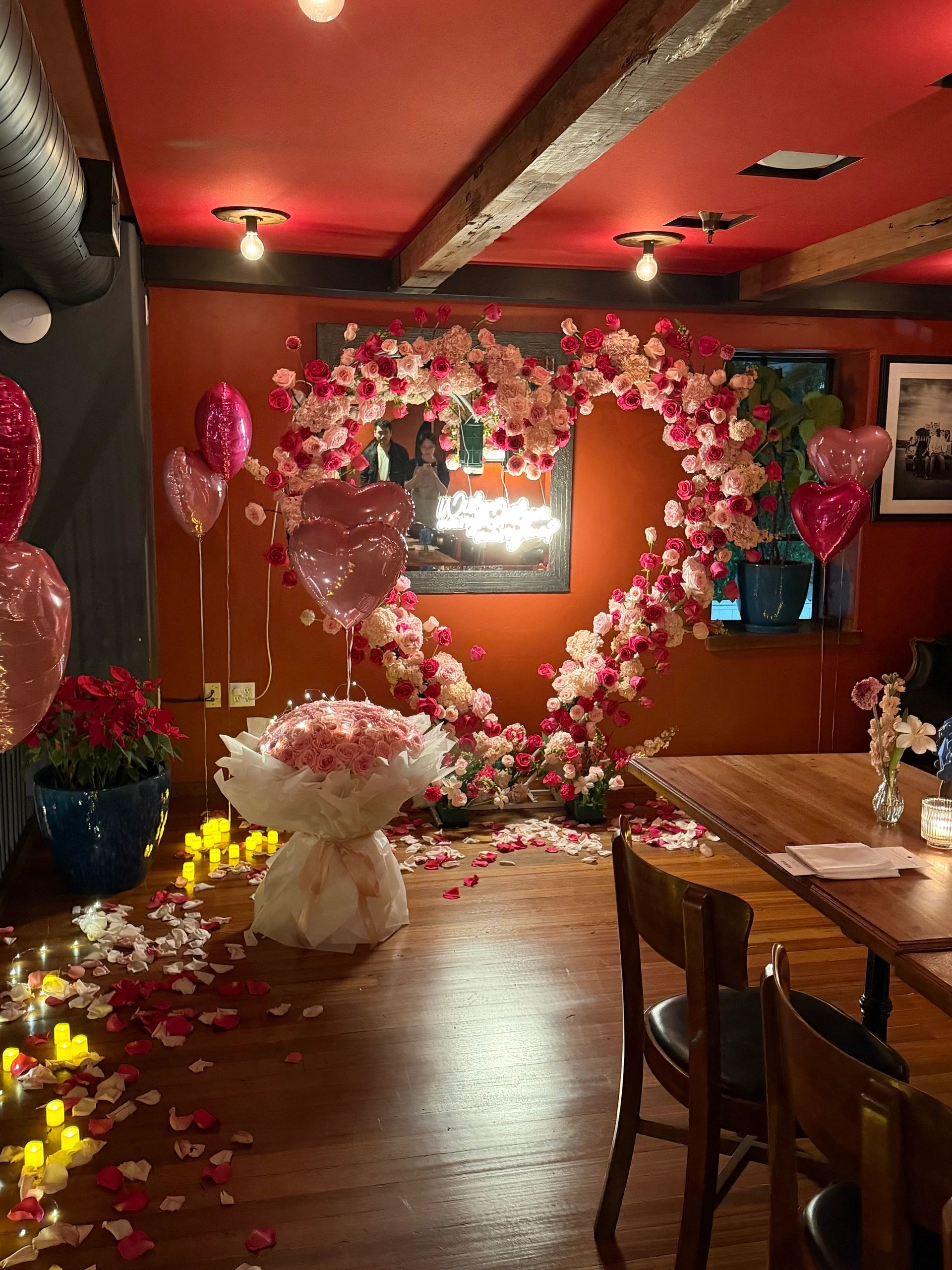 Red & Pink Heart Arch Proposal Setup