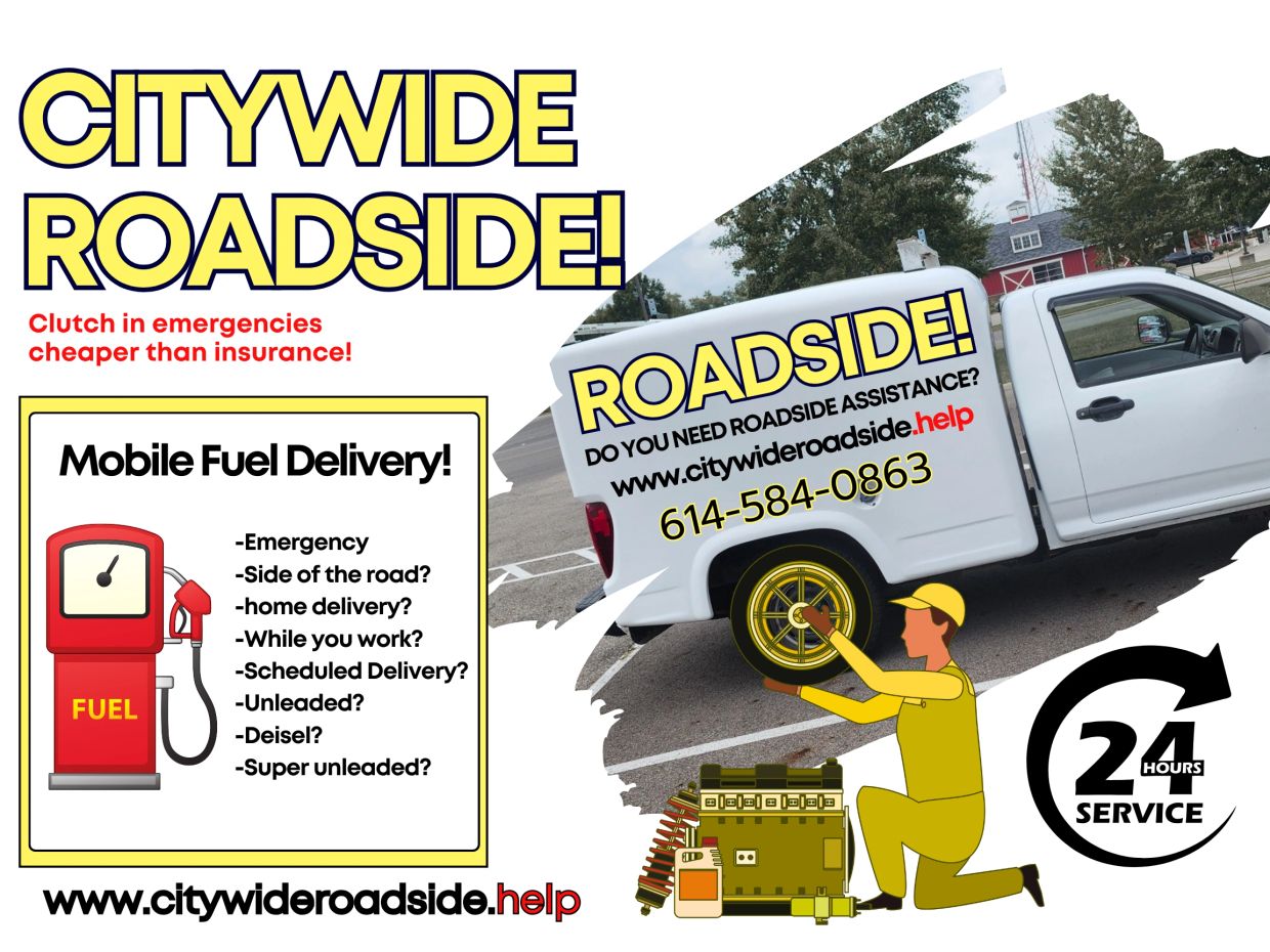 Citywide roadside assistance with 24-hour mobile fuel delivery and emergency services.