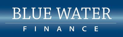 Blue Water Finance logo with white lettering and blue background shows simplicity which represents easy financing with low monthly payments.