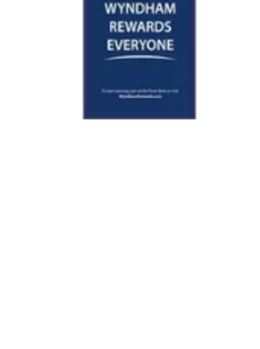 Wyndham Rewards promotional message on a blue background.