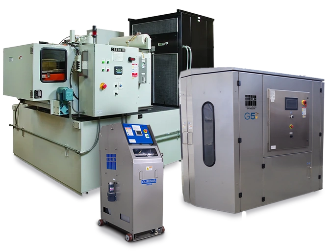 Industrial machinery units with control panels and display screens.