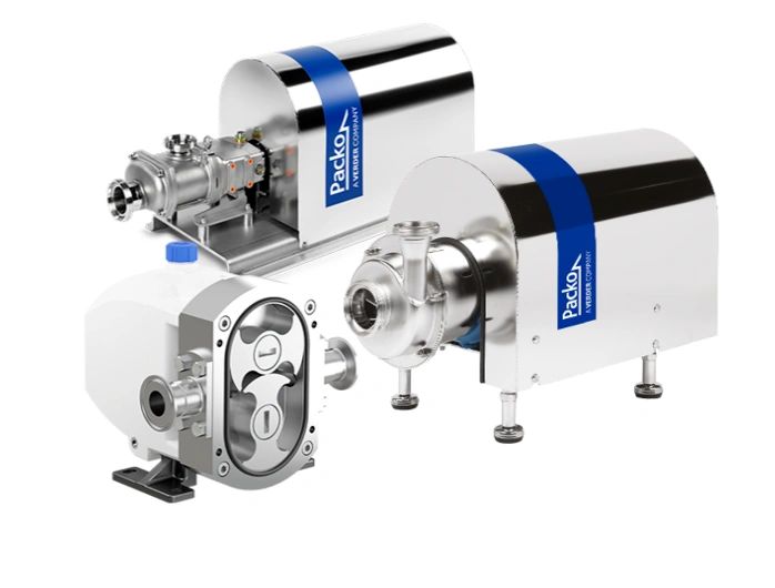 Three stainless steel industrial pumps from Packo.