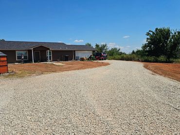 Gravel driveway in Minco, Oklahoma.