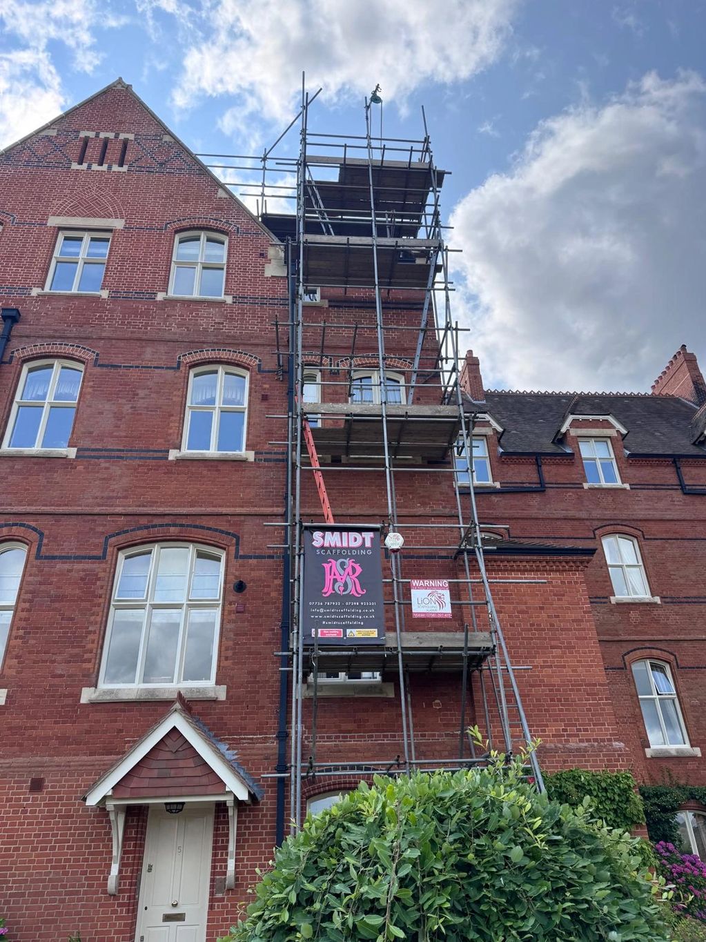 A 3m x 16m Independent access tower for roof repairs