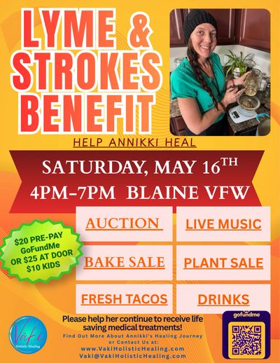 Woman preparing a Lyme and Strokes benefit event at home.