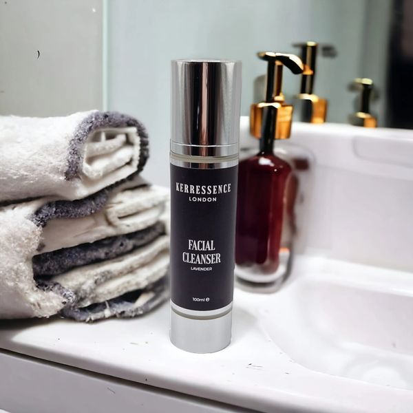 Face cleanser in bathroom