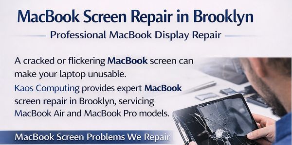 MacBook screen repair service in Brooklyn for cracked and flickering displays.
