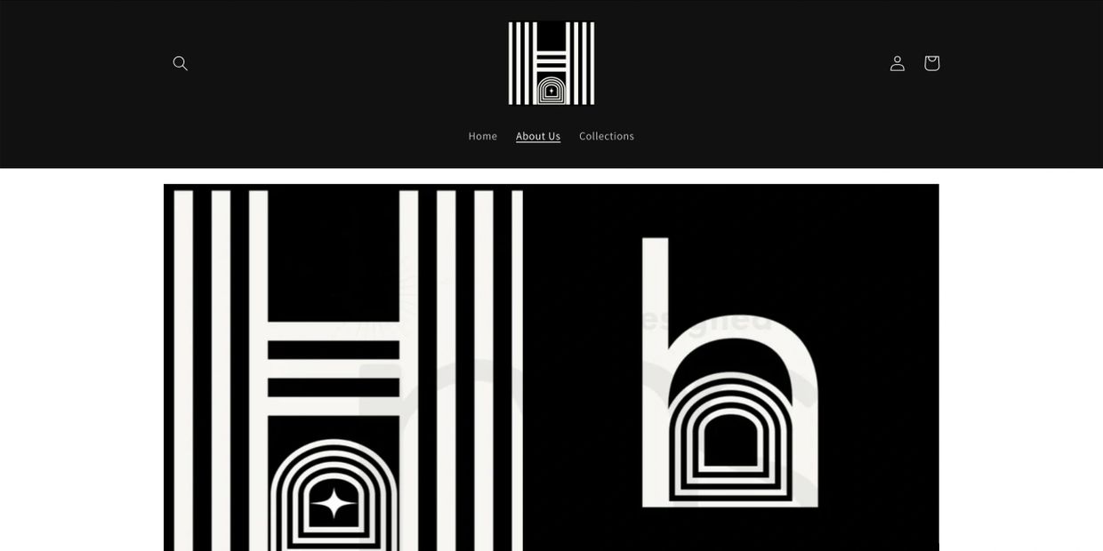 Minimalist black and white logo featuring geometric 'H' and 'b' designs.