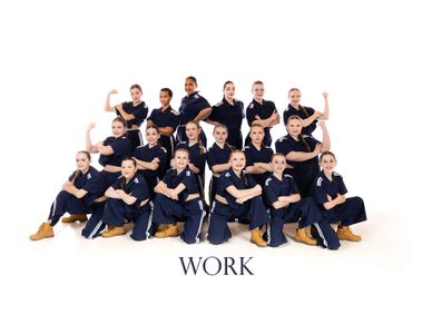 Group of confident young workers posing together in uniform boots.