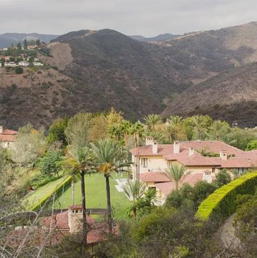 Overview of a giant house in the mountains 