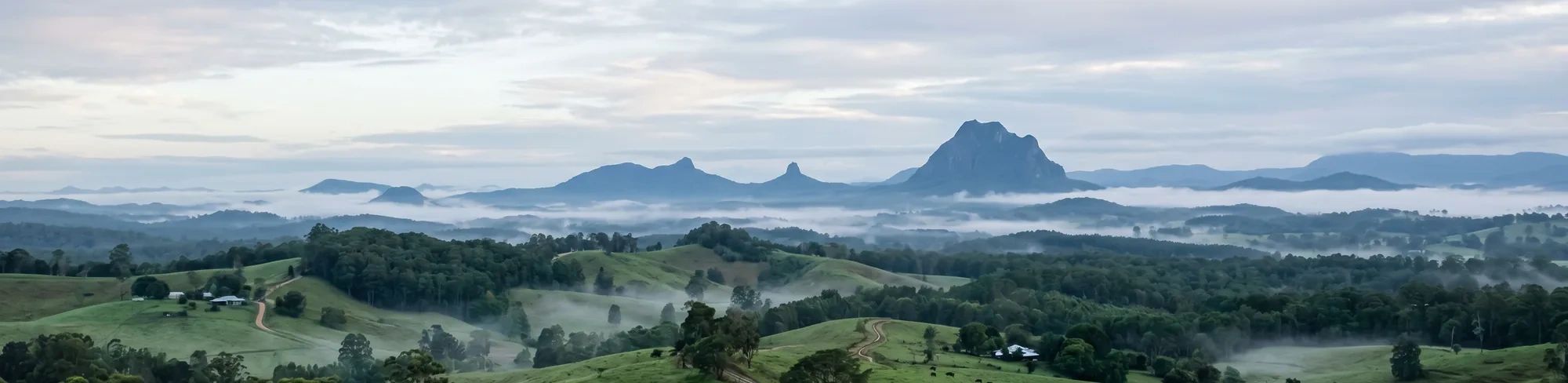 Calm Sunshine Coast landscape in soft morning light