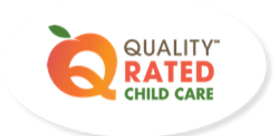 Quality Rated Child Care logo featuring a stylized peach and letter Q.