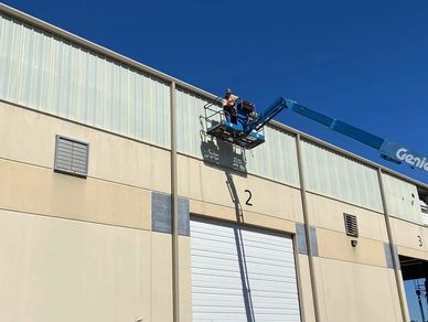 R-panel skylight replacement on a commercial roof for Precision Drilling Co. in Houston, TX