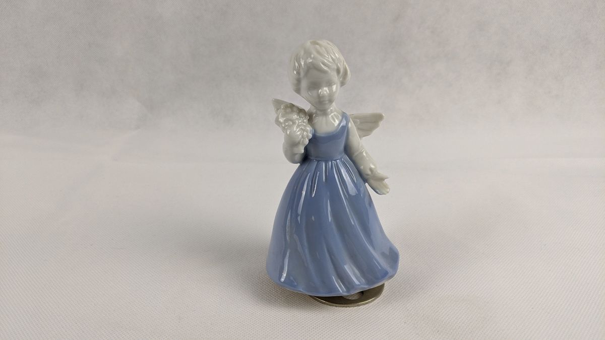Schmid Blue Dress Angel Music Box Plays Joy To The World