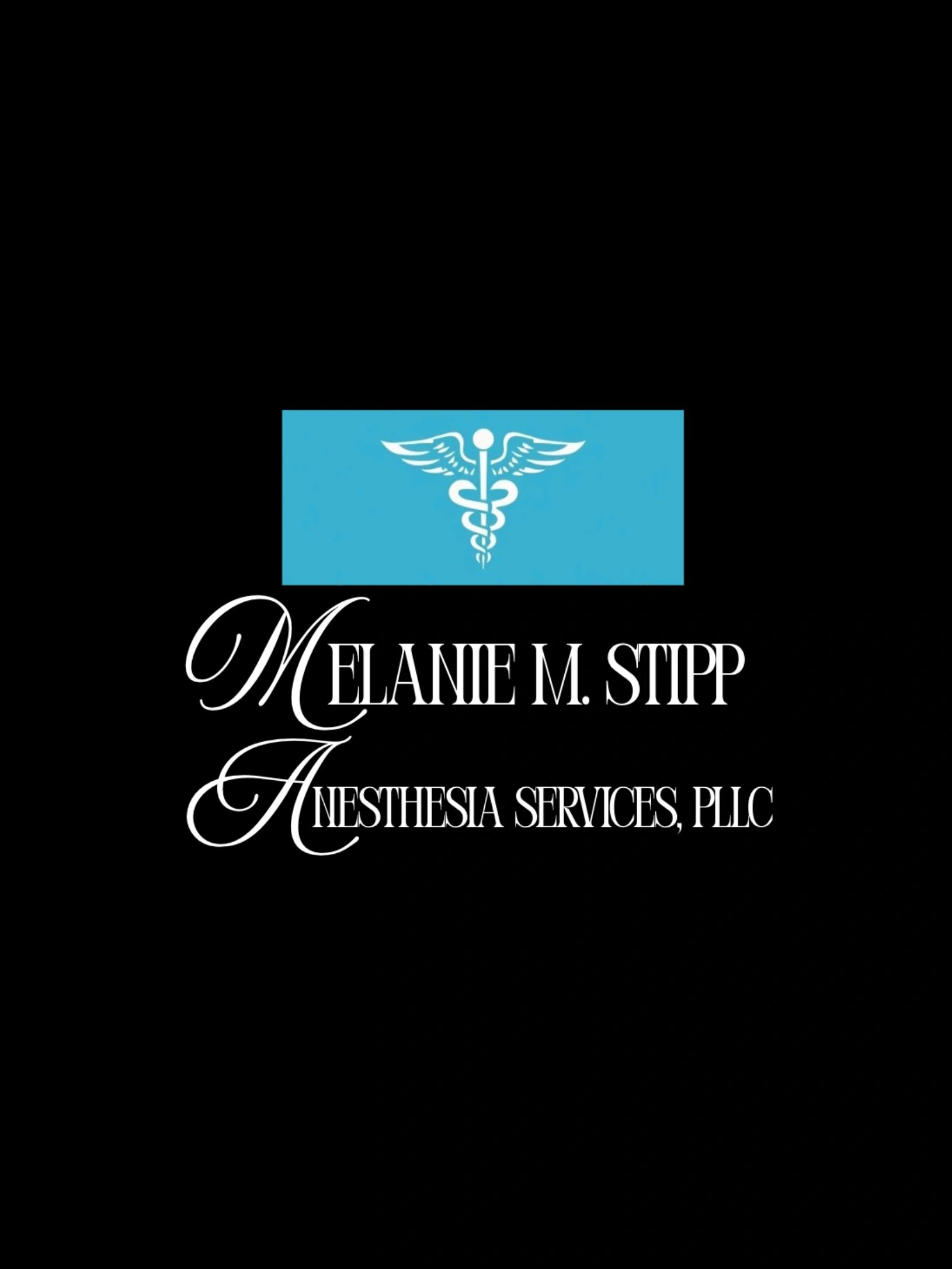 Logo for Melanie M. Stipp Anesthesia Services with medical symbol.