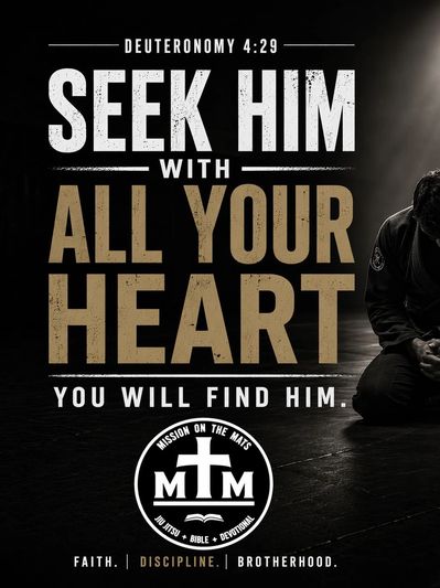 Inspirational religious poster urging to seek God wholeheartedly.