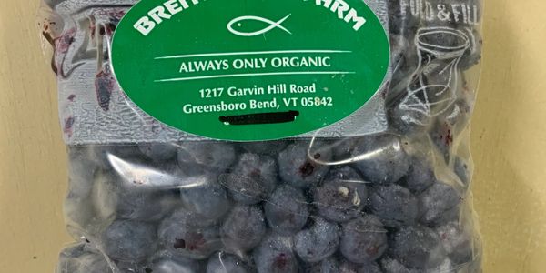 A bag of organic blueberries from Breitenbush Farm in Vermont.