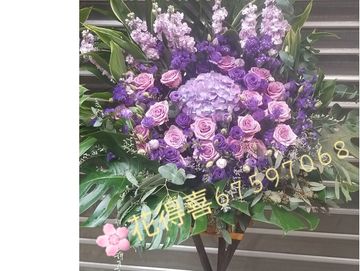 開張花籃，全紫色花籃，超大花籃